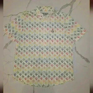Original Penguin Rainbow Pete Short Sleeve Button Down Shirt Mens Size Large